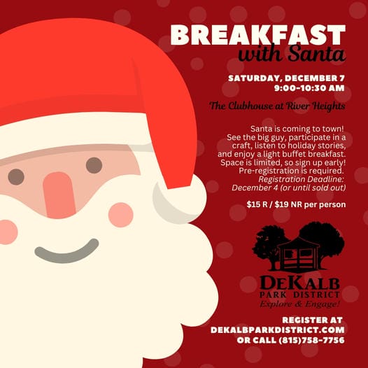 DeKalb Park District's Breakfast with Santa 2024