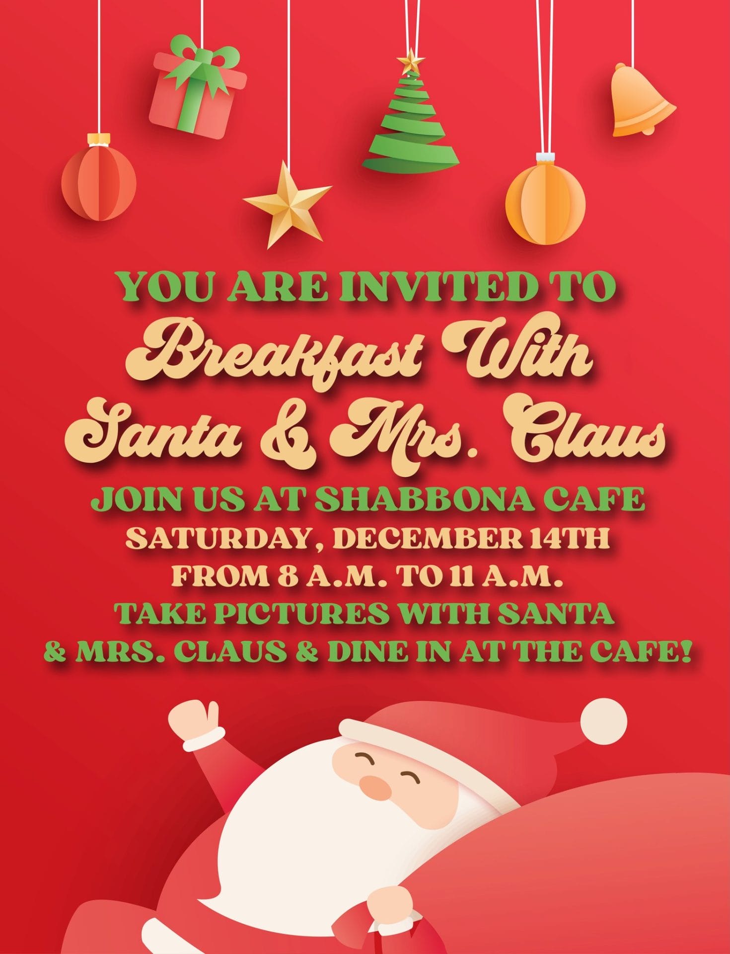 Breakfast with Santa at Shabbona Cafe