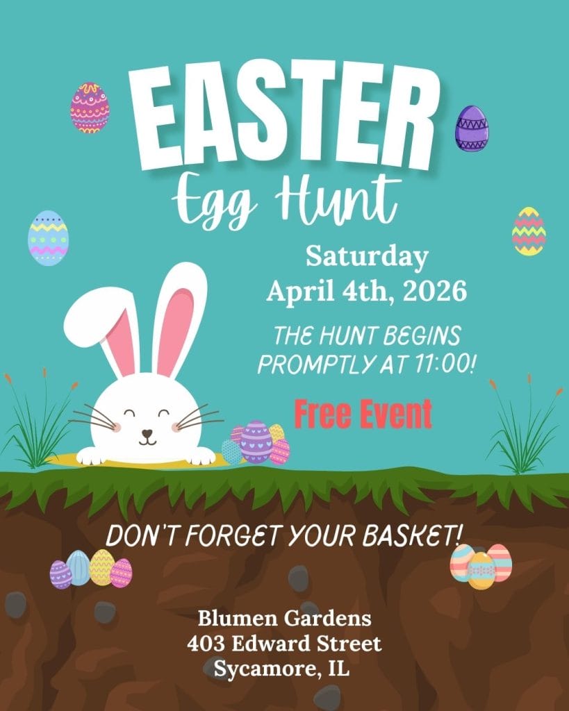 2026 Blumen Gardens Egg Hunt flyer