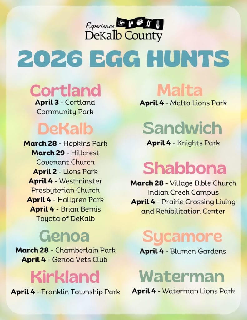 2026 DeKalb County Egg Hunts flyer
