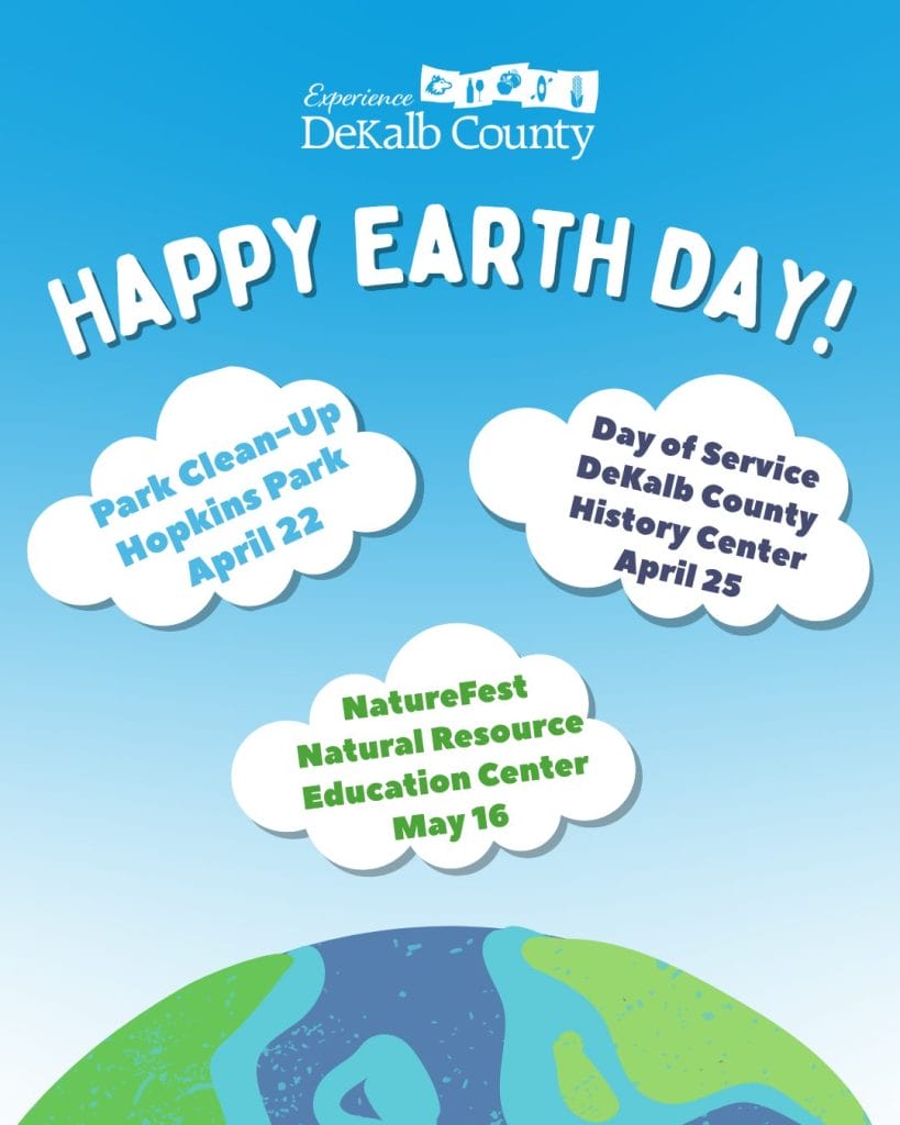 Happy Earth Day flyer with events