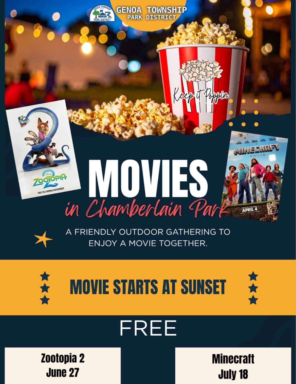 Movies in Chamberlain Park 2026 flyer